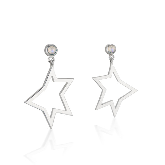 Étoile Open Star Post Earrings with Moonstone:  Serena Van Rensselaer x Le Petit Prince© Collection