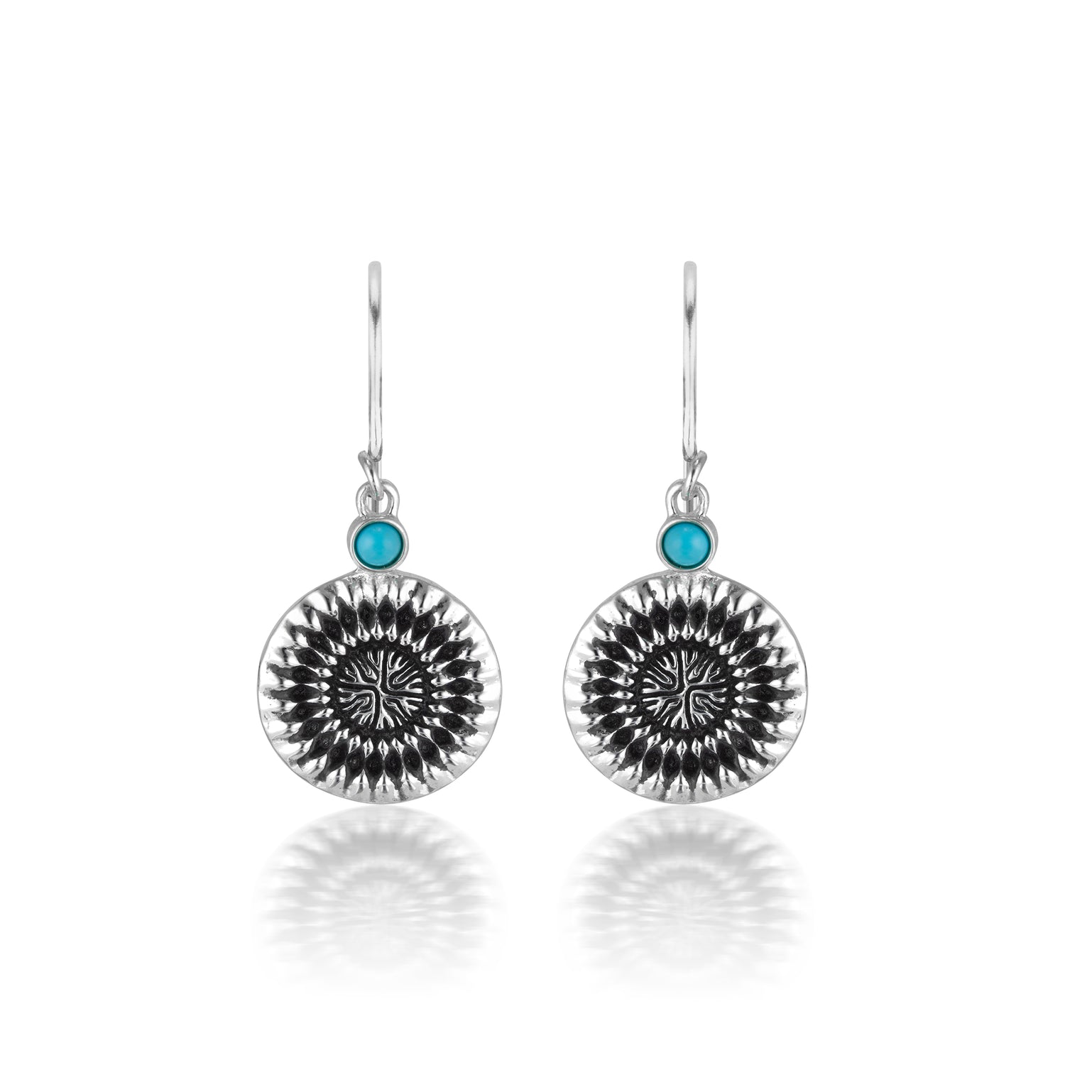 Sterling silver oxidized earrings with Turquoise: Impression of Love© Collection