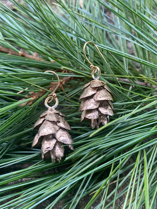 Bronze Pinecone Earrings: Lymarie Collection