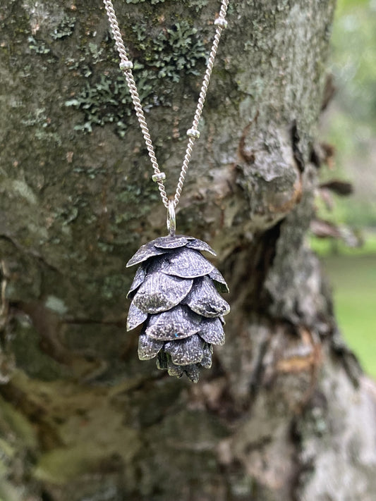 Sterling Silver Pinecone Necklace: Lymarie Collection